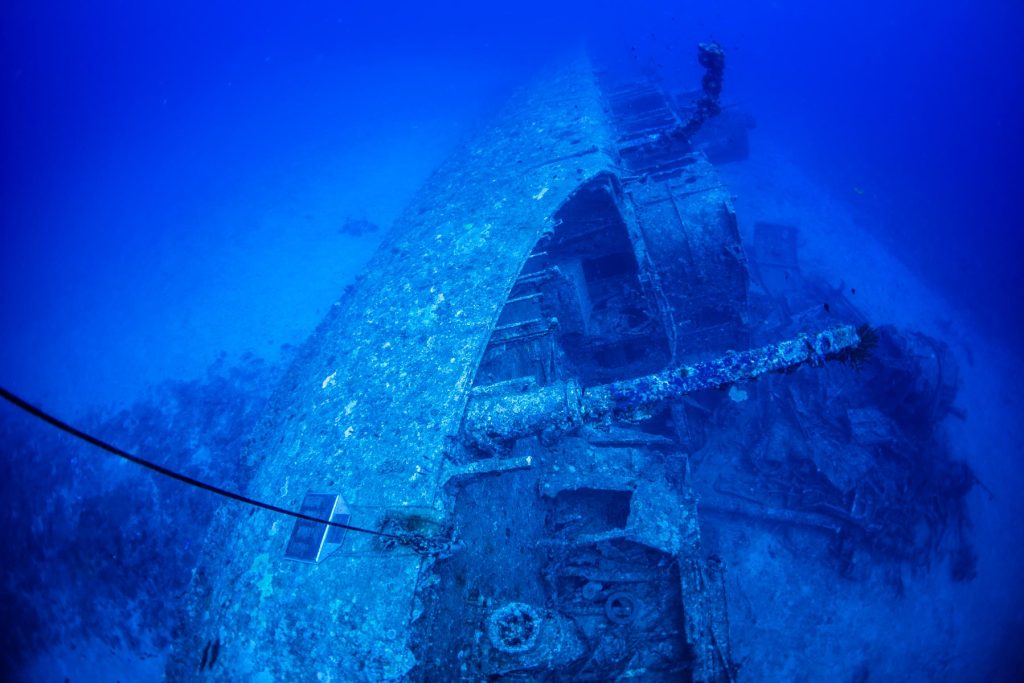 沈没船エモンズ(USS Emmons)・中央からの全景